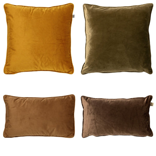 Dutch Decor - KUSSENSET - 4-delig - Matching Velvets - 45x45 cm en 30x50 cm - inclusief binnenkussens - geel, groen, bruin - vtwonen shop