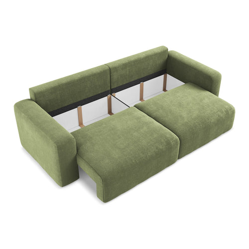 LaMiaSofa 3-zits slaapbank Ostia - chenille stof - groente - 244x102x79