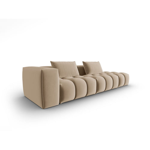 Cosmopolitan Design - Rechte modulaire bank Verona 4-zits, flueel zand - 85x265x70cm