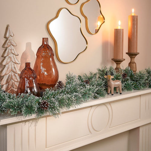 Black Box Trees Vandans Guirlande - Kerstversiering met Kunstsneeuw voor Sfeervolle Look - Kerstslingers met Dennenappels - Kerstguirlande met Stevige
