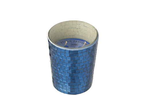 J-Line geurkaars Spiegel - Moon Water & Sage - glas - blauw