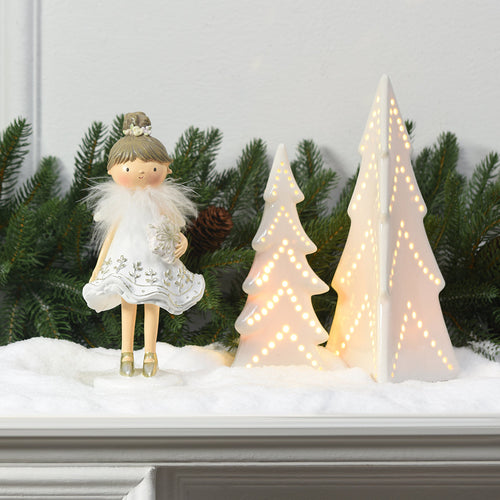 Sia Deco - Fillette kerstfiguurtje met engel ster - Wit / 20 cm - Wit - Hars - H20 - vtwonen shop