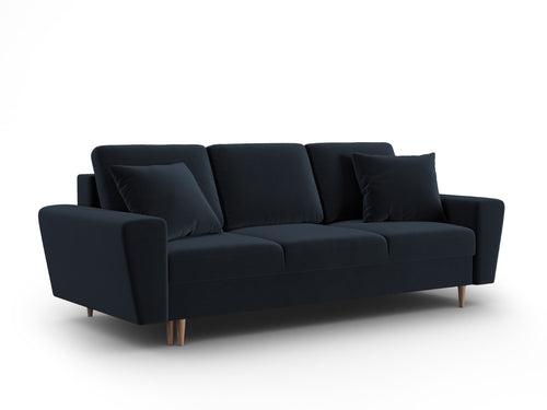 Cosmopolitan Design Slaapbank met opbergdoos Kyoto 3-zits, flueel donkerblauw - 100x235x88cm