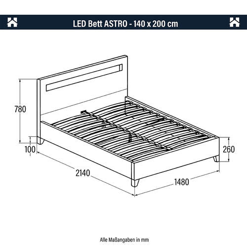 Home Deluxe LED bed ASTRO Wit 140 x 200 cm - vtwonen shop