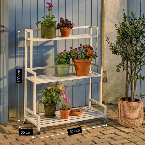 Mica Decorations Greenrax Plantenrek op Wielen - Plantenstandaard voor Kamerplanten, Buitenplanten of Tuingereedschap - Meerdere Plateaus