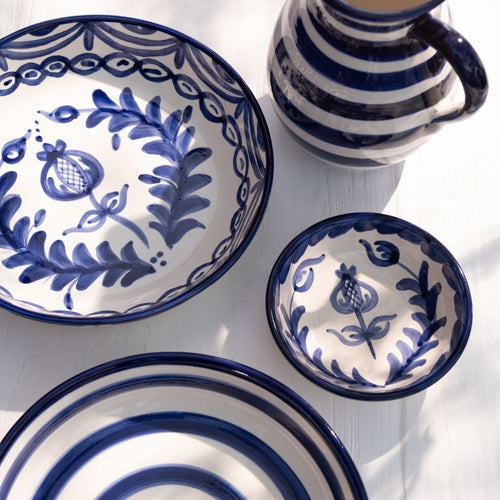 J-Line kom Granada Low - keramiek - wit/blauw - small - Ø 14 cm - vtwonen shop