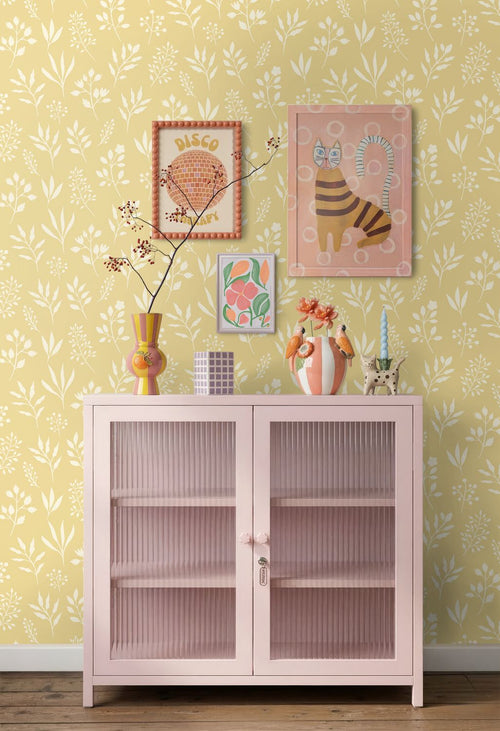 ESTAhome behang bloemmotief in Scandinavische stijl geel - 50 x 900 cm - 132084