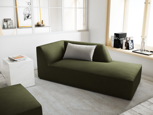 Micadoni rechter chaise longue Ruby ribfluwelen, groente - 180x93x69cm