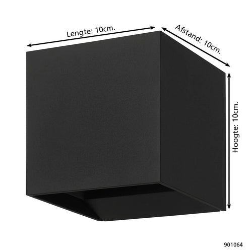 EGLO wandlamp Calpino 3 - led - 10 cm - zwart - binnen en buiten - vtwonen shop