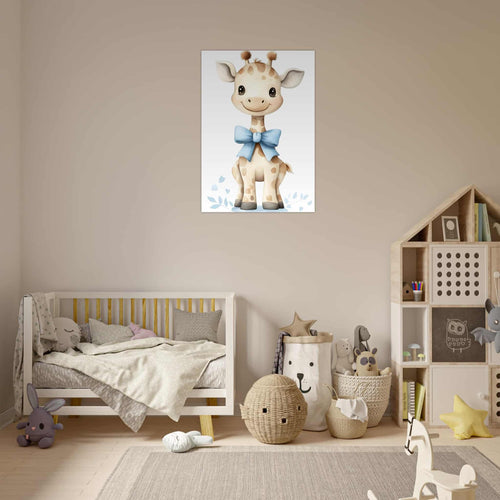 Artfulprints  Giraffe met blauwe strik   poster 70x100 cm - vtwonen shop