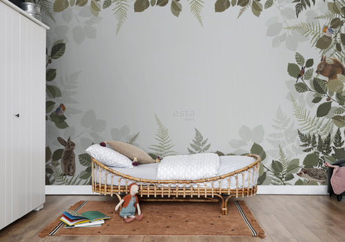 ESTAhome fotobehang bosdieren groen en bruin - 400 x 279 cm - 159101