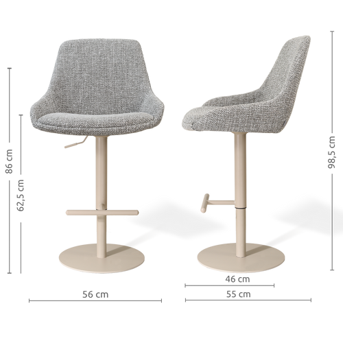 Nolon Niva-Isa tulp barkruk grijs blend verstelbaar - beige poten