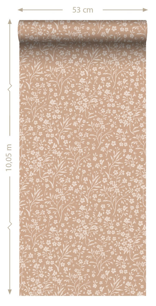 ESTAhome behang bloemetjes terracotta roze - 53 cm x 10.05 m - 139881