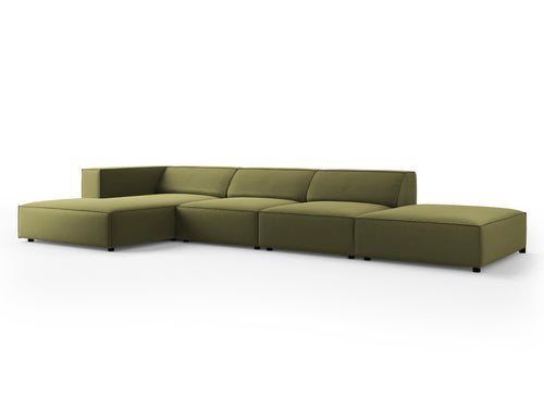 Cosmopolitan Design linker hoekbank Arendal 5-zits, flueel, lichtgroen - 166x341x70cm