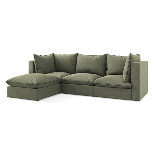 LaMiaSofa hoekbank links Ravenna - bouclé - olijf - 255x165x77