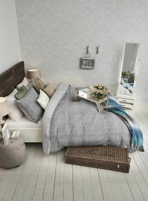 Rivièra Maison - Coughton Court dekbedovertrek - Eenpersoons - 140x200/220 cm - Antraciet