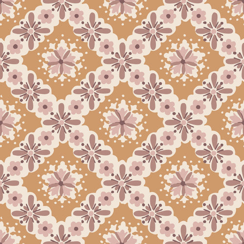 ESTAhome behang vintage bloemen oranje en paars - 50 x 900 cm - 131502 - vtwonen shop