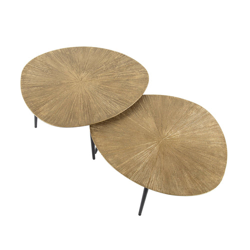 Giga Meubel Salontafel Ray Metal - Organisch - Brons Metaal - Set van 2