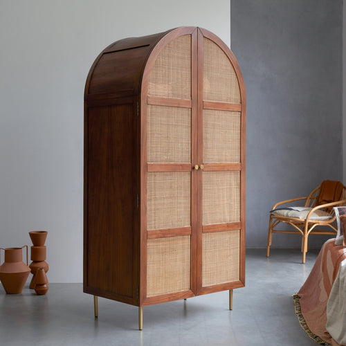 Tikamoon Kast van iepenhout en riet - Bruin - vtwonen shop