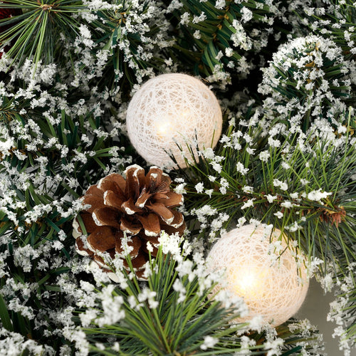 Black Box Trees Kaprun Kerstkrans Ster met LED Verlichting - Kerst Krans Ø90 cm met Kerstversiering en Dennenappels - Groen Frosted, Rood