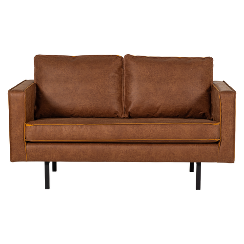 WOOOD 2-zits bank Rodeo - Ecoleer - Cognac - 85x150x86