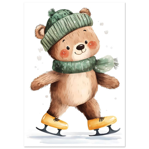 Artfulprints  Schaatsende beer   poster 70x100 cm - vtwonen shop