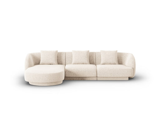 Cosmopolitan Design linker hoekbank Tulum 4-zits, chenille, lichtbeige - 156x255x70cm