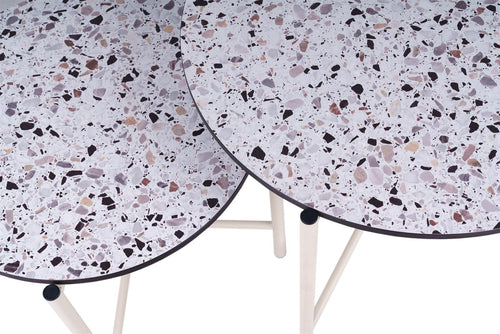 MaximaVida salontafel set Lucca 62 en 49 cm kruisframe ivoor - HPL terrazzo look