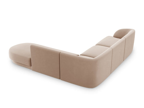 Micadoni rechter hoekbank Miley 6-zits, flueel, cappuccino - 248x255x70cm