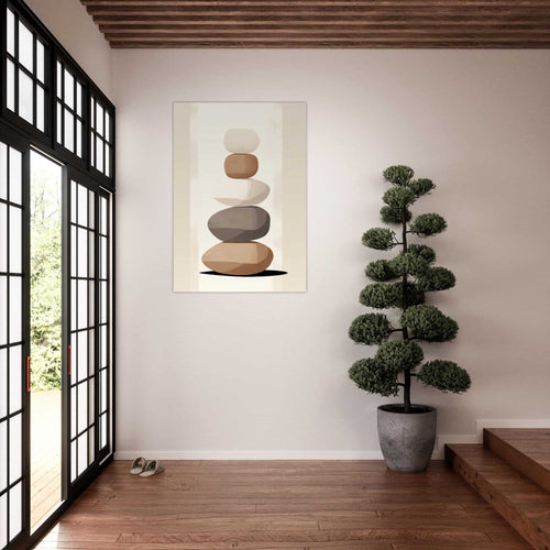 Artfulprints Poster Stacked stones   - 30x40 cm - Taupe