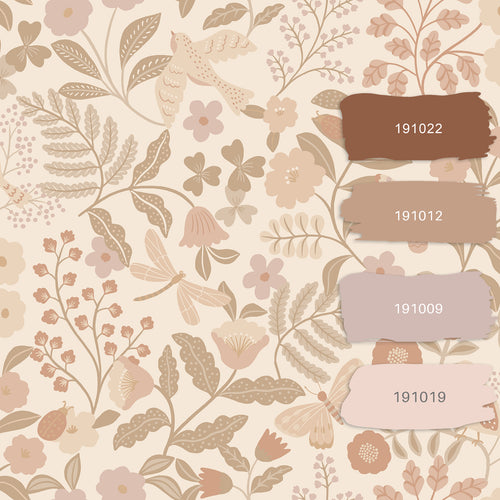 ESTAhome behang bloemen en vogels beige en zacht roze - 53 cm x 10.05 m - 139868 - vtwonen shop