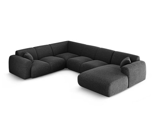 Cosmopolitan Design Panoramische hoekbank links Nolio 6-zits, chenille zwart - 252x342x72cm