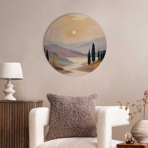 Reinders Landschap I glasschilderij -  bruin - woonkamer - Ø 50cm