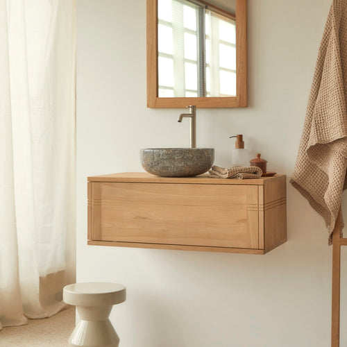 Tikamoon Massief teakhouten wastafelmeubel 80 cm - Naturel - vtwonen shop