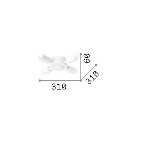 Ideal Lux SET UP Plafondlamp met meerdere armen, halfverzonken, wit, 4x E27 fitting