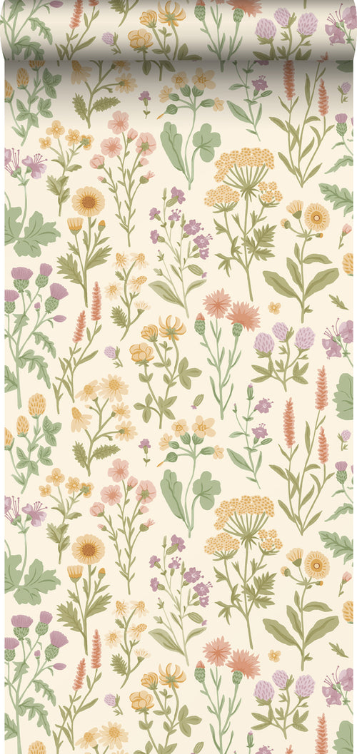 Sanders & Sanders behang veldbloemen geel en groen - 50 x 900 cm - 935378