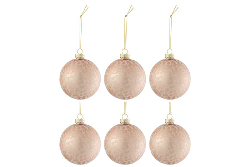 J-Line kerstbal Suiker - glas - lichtroze - small - doos van 6