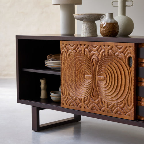 Tikamoon Massief mahoniehouten dressoir 205 cm - Bruin - vtwonen shop