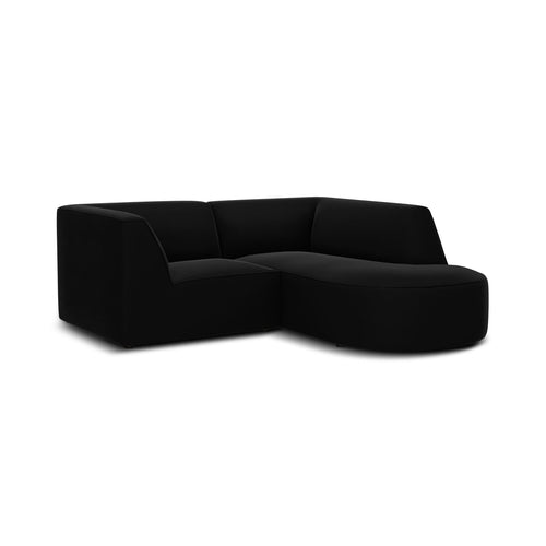 Cosmopolitan Design - Modulaire hoekbank rechts Siena 3-zits, flueel zwart - 180x186x69cm