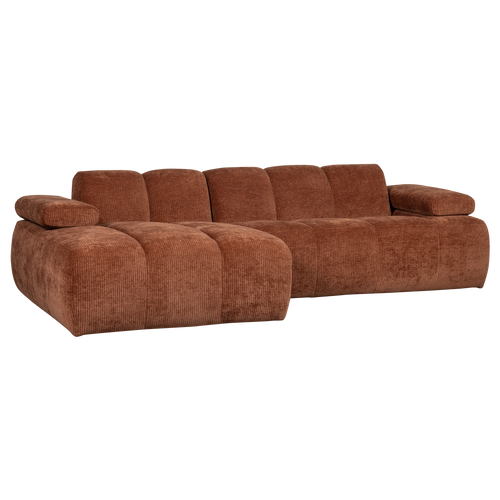 WOOOD chaise longue links Mojo - Geweven Ribstof - Roestbruin - vtwonen shop