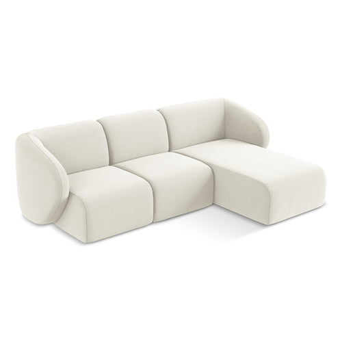 LaMiaSofa hoekbank rechts Cervo - velours - lichtbeige - 248x166x75
