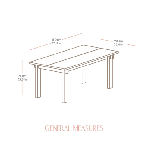 Naan Furniture Eettafel Palafrugell - Natuurlijk gelakt massief hout - 6 personen - 180 cm - vtwonen shop