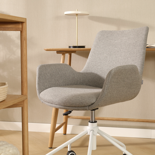 Nolon Nout-Eef Bureaustoel Warm Grijs - Armleuning - Wit Onderstel - vtwonen shop
