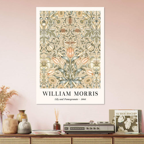 Artfulprints Poster met Lijst William Morris - Lily and pomegranate 1886   - 70x100 cm - Groen