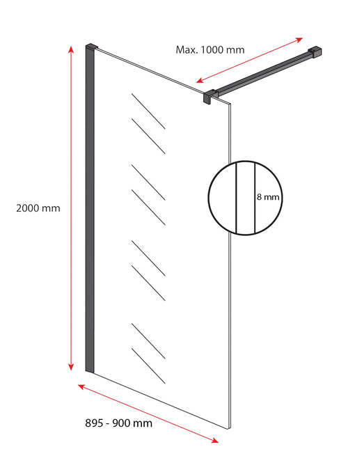 Badplaats Douchewand Florida 90 x 200 cm – Goud – Inloopdouche 8 mm Veiligheidsglas