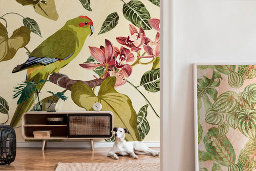 One Wall one Role fotobehang jungle-motief groen, beige, rood en grijs - 371 x 280 cm - AS-382441 - vtwonen shop