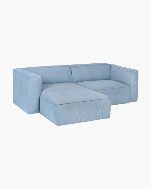 noo.ma Lobi 3-zits hoekslaapbank - Baby Blue Corduroy, hoek links
