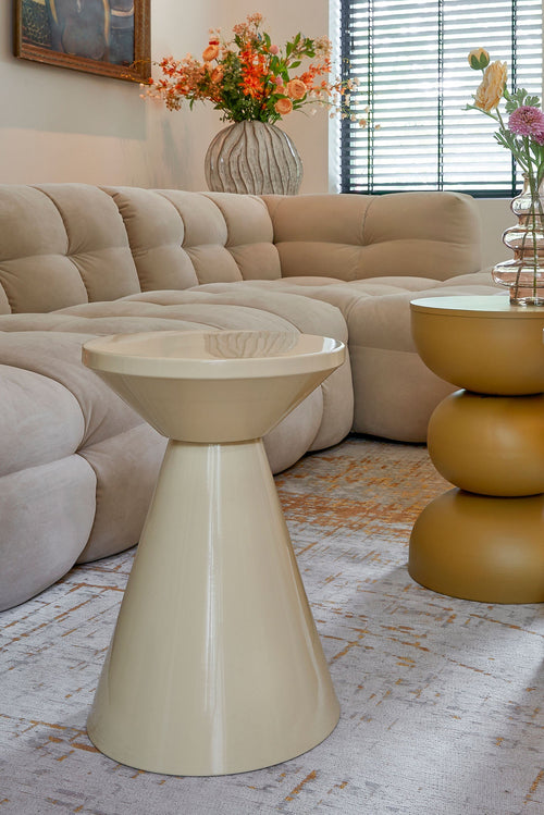 Mica Decorations Jim Bijzettafel - H45 x Ø31 cm - IJzer - Beige - vtwonen shop