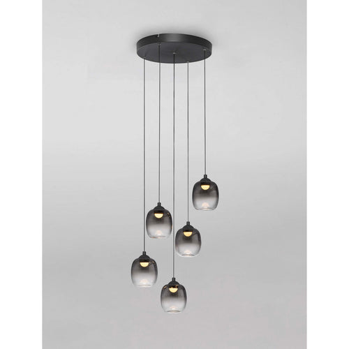 Nova Luce KITA Hanglamp met clusterontwerp, rookgrijs/zandzwart, Triac dimbare LED, 28W, 2222lm, 3000K