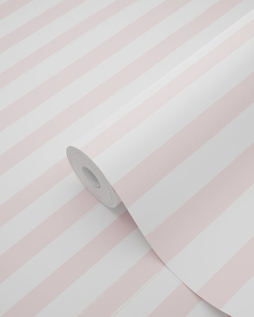 ESTAhome behang geschilderde strepen licht roze en wit - 0,53 x 10,05 m - 138969